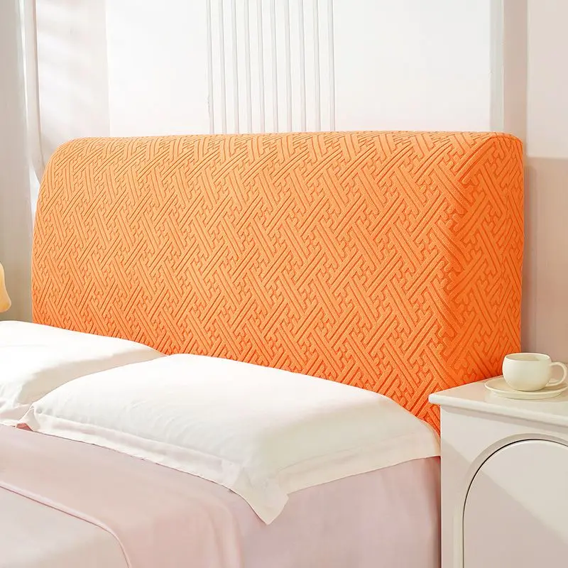1pc Jacquard Bed Headboard Cover Solid Color Elastic Bed Head Slipcover Leaves Printed All-inclusive Bed Backrest Cover Bedroom view 3