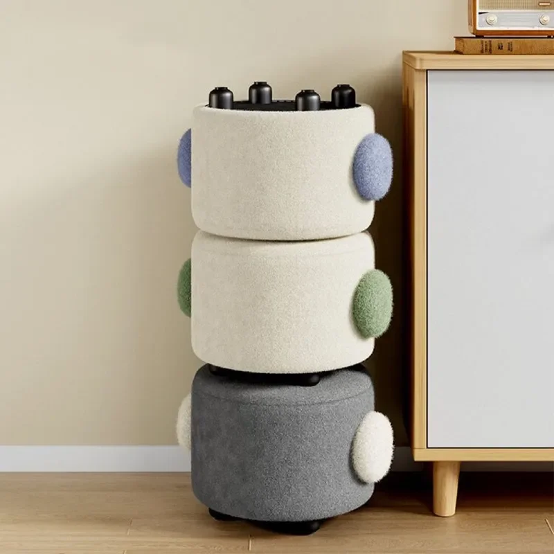 Cute Cartoon Lamb Wool Kids Stool Low Bench for Living Room Entryway Shoe Changing Creative Small Seat for Children Home