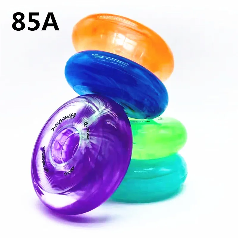 4pcs Roller Skate Wheel 85A High Rebound Slalom Wheel Street Skating Tires 64 68 70 72 76 80mm Half Transparent Skates Wheels