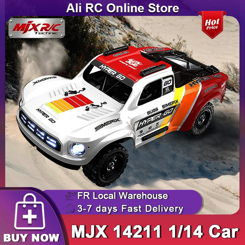 Nuevo MJX Hyper GO 14211 1/14 RC coche 2,4 GHz modelo de Control remoto tarjeta corta 45A 70 km/h 4400KV sin escobillas de alta velocidad tracción en las cuatro ruedas tarjeta del desierto todoterreno RTR regalo para niño