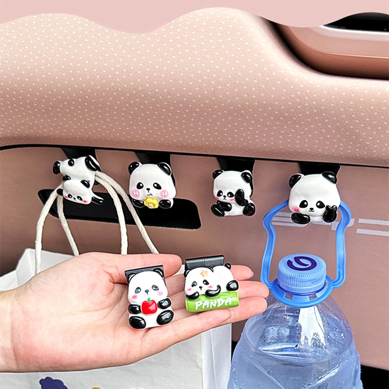 

Panda Car Door Hook, passenger side door hook, nail-free plastic S-hook, portable and adorable multi-functional hooks, 12 pcs