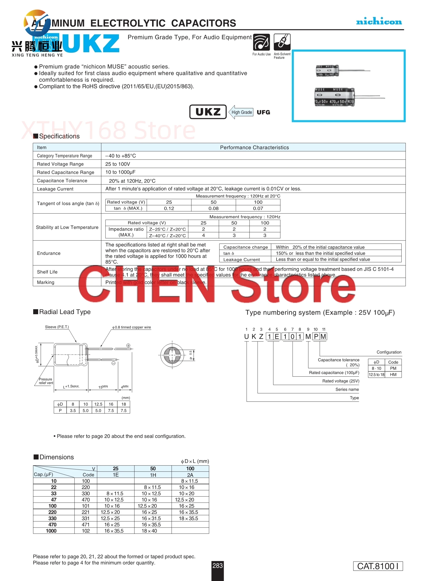 5 SZTUK NOWYCH KONDENSATORÓW ELEKTROLITYCZNYCH AUDIO NICHICON MUSE KZ 25V 50V 100V 10UF 22UF 33UF 47UF 100UF 220UF 330UF 470UF 1000UF — zdjęcie produktu 6