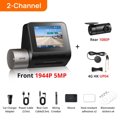 Видеорегистратор 70mai A510 1944P HDR GPS ADAS 4G Connectivity 70mai 4G Передняя камера A510 Автомобильный видеорегистратор 24H Поддержка парковки Задняя камера