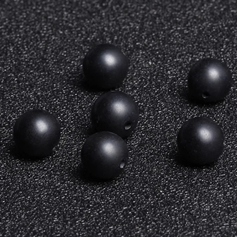 Black agate frosted loose beads