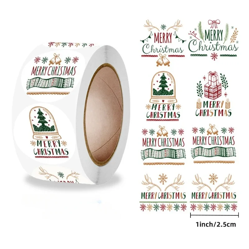 New Merry Christmas Stickers Gift Packaging Seal Labels for New year decor, Greeting cards, Candy bags Stickers