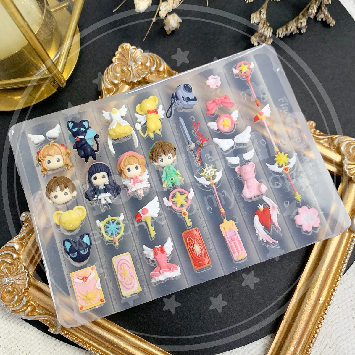 Cute! Ultra-Realistic Sakura Anime Theme - Magical Girl Wand + Full Clear Silicone Nail Molds
