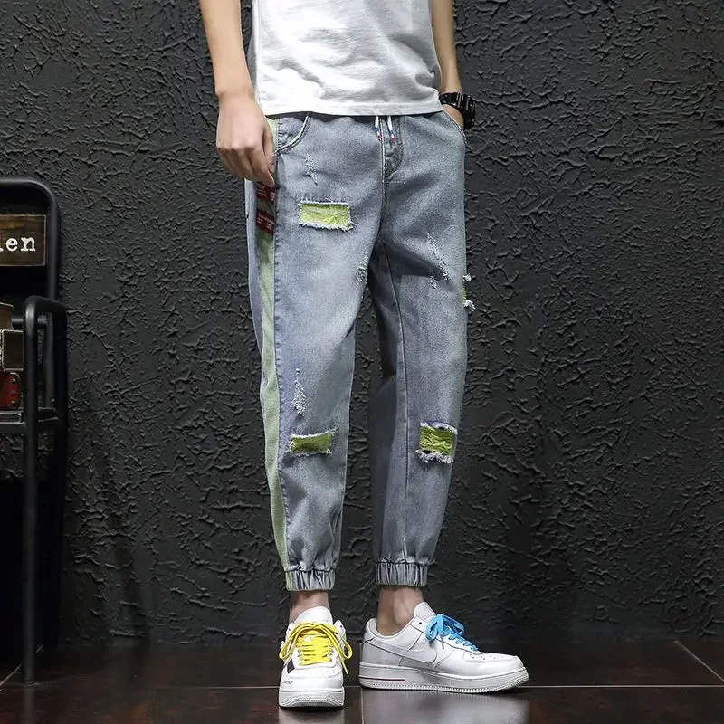 

Cropped Man Cowboy Pants With Pockets Y2k Trousers Vintage Washed Korean Style Classic Y 2k High Quality Original Jeans for Men