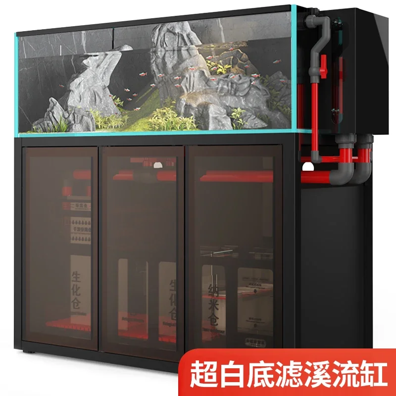 

Ultra-White Glass Lanshou Stream Tank Package Backside Overflow Ecological Sea Tank Aquarium