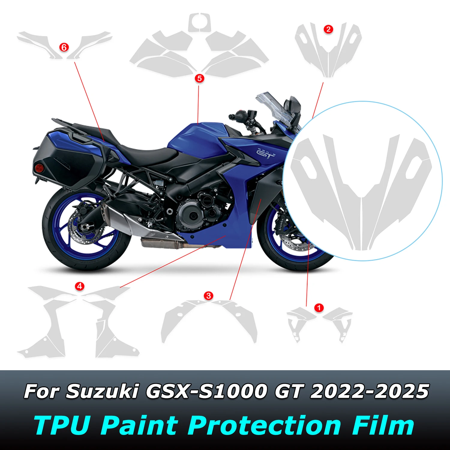 2022-2025 GSX S1000 PPF Motorcycle Paint Protection Fits Fairing Protection Clear TPU Anti-scratch Film For Suzuki GSX-S1000 GT