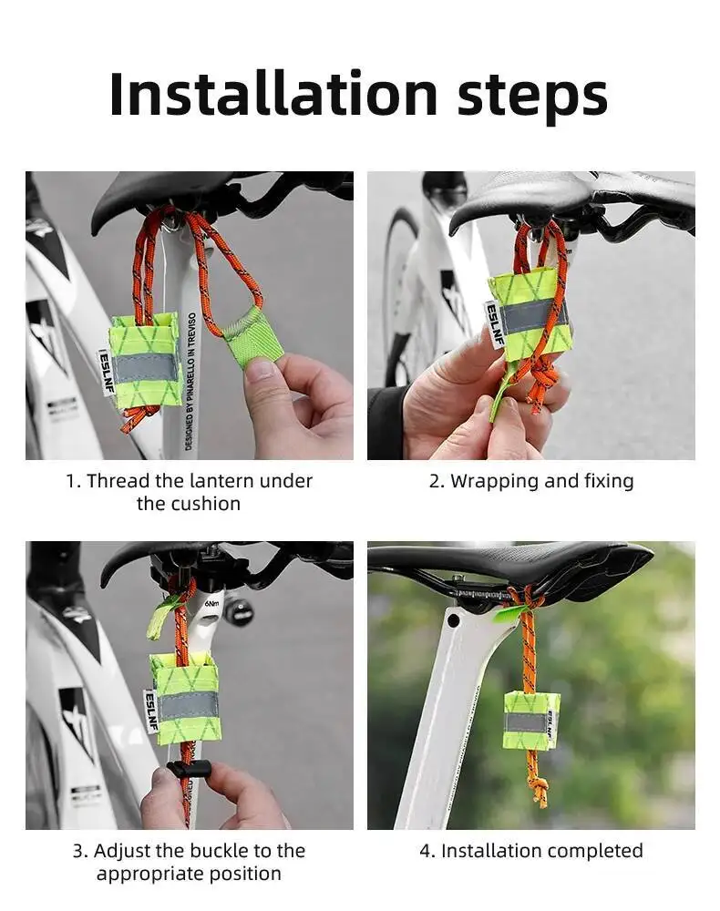 ESLNF Reflektierender Fahrradsitz-Anhänger Sicherheitsanhänger Hohe Sichtbarkeit Nachtfahrrad-Zubehör Einzigartig für Rennräder und Mountainbikes – Detail 10