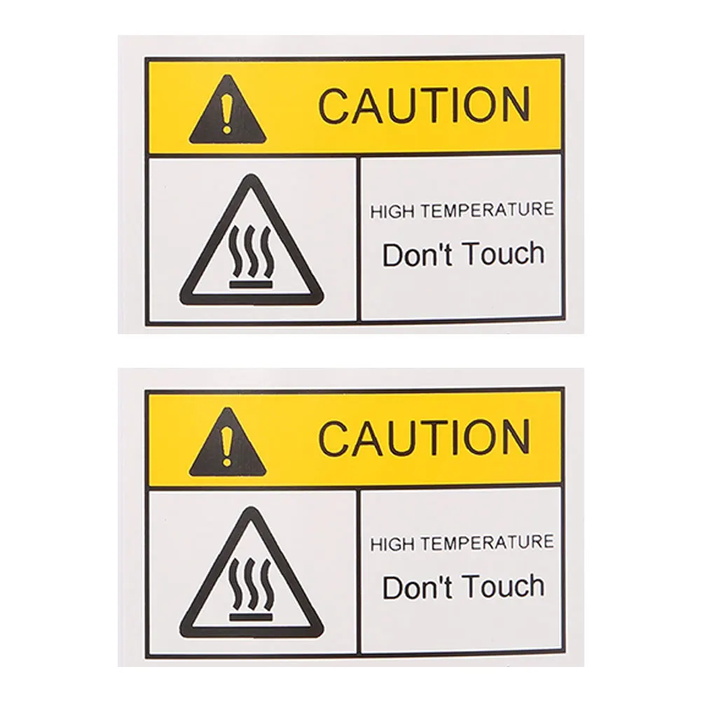 2 Sheets Hot Warning Stickers High Temperature Warning Labels Caution Decals for Mechanical Equipment Safety Signs