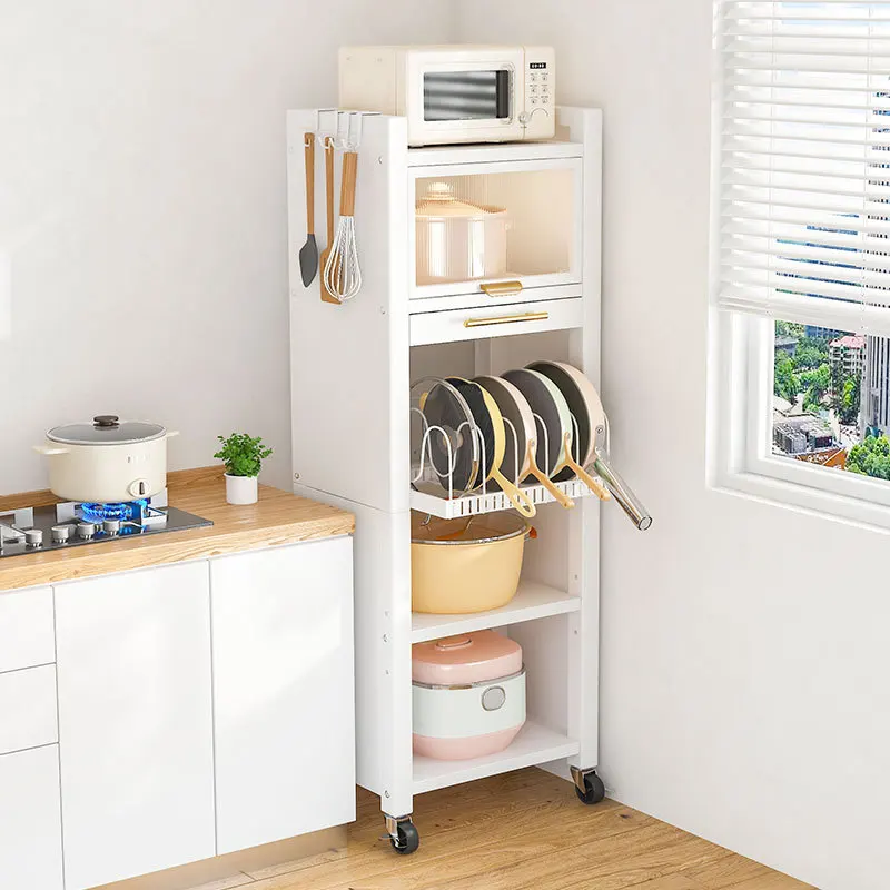 Pot storage rack, kitchen storage floor multi-layer multi-functional rice cooker can be pulled out with drawer shelf