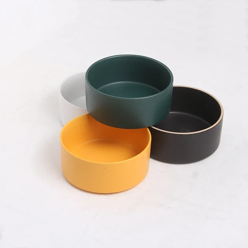 

Porcelain Elevated Black White Polychrome Matte Crockery Water Milk Food Pet Feeding Bowl for Cats and Dogs Ceramic Pet Bowls