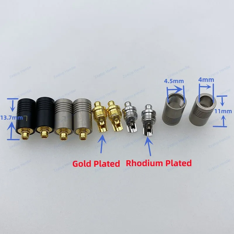 1Pair Tellurium Copper MMCX Male Earphone Pin Plug Wire Connector for Shure SE845 SE535 Enthusiasts Jack Gold / Rhodium Plated