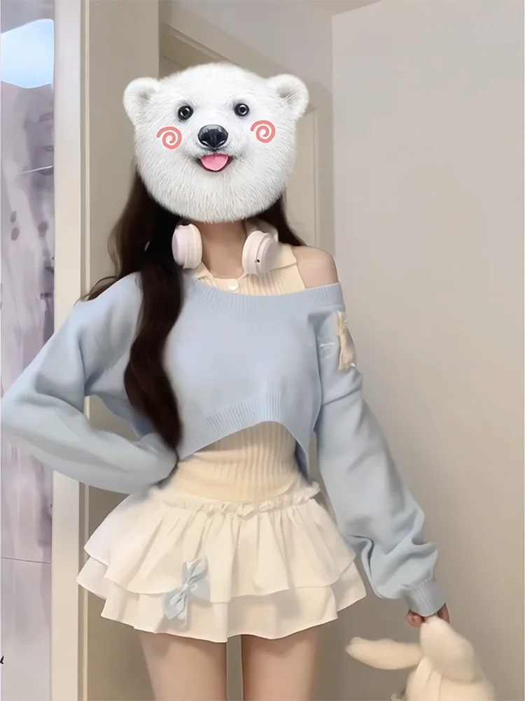 

Sweaters Jumpers Pullovers Woman Knit Sweater In Thickenes Mock Two-Pieces Daily BF Y2K Stylish Modern Commute Autumn Trendy Fit