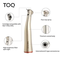 Dental  Low Speed Handpiece 1:5 Fiber Optic Contra Angle Increasing Red Ring Internal Water Spray For E-type Motor