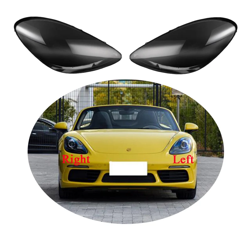 

For Porsche 718 982 2016 2017 2018 2019 2020 2021 Headlight Shell Lamp Shade Transparent Mask Headlamp Cover Lens Plexiglass