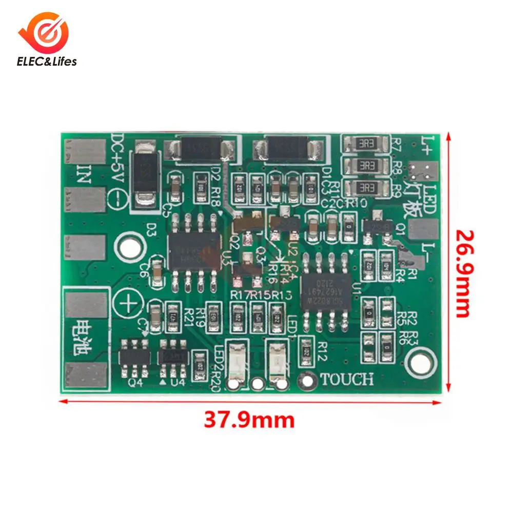 DC 5V LED With Charging Protection TC4056 TP4056 Touch Dimming Lamp Control Panel DIY Repair General Desk Lamp Circuit