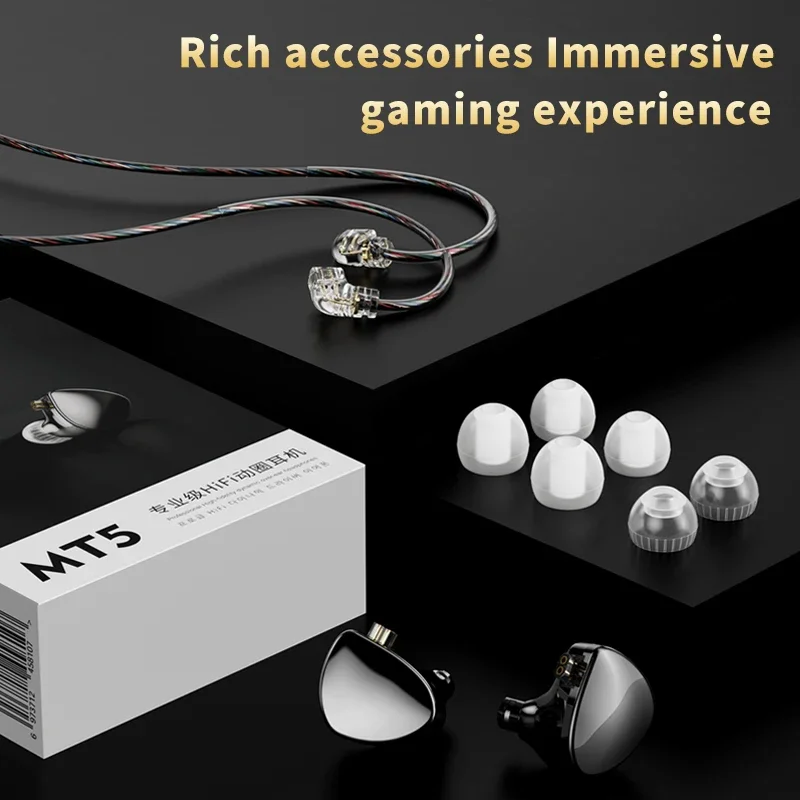 TRN MT5 Controlador dinámico dual Monitores intrauditivos Auriculares 0,78 mm 2 pines 10 mm Diafragma LCP de alto polímero Headsts originales