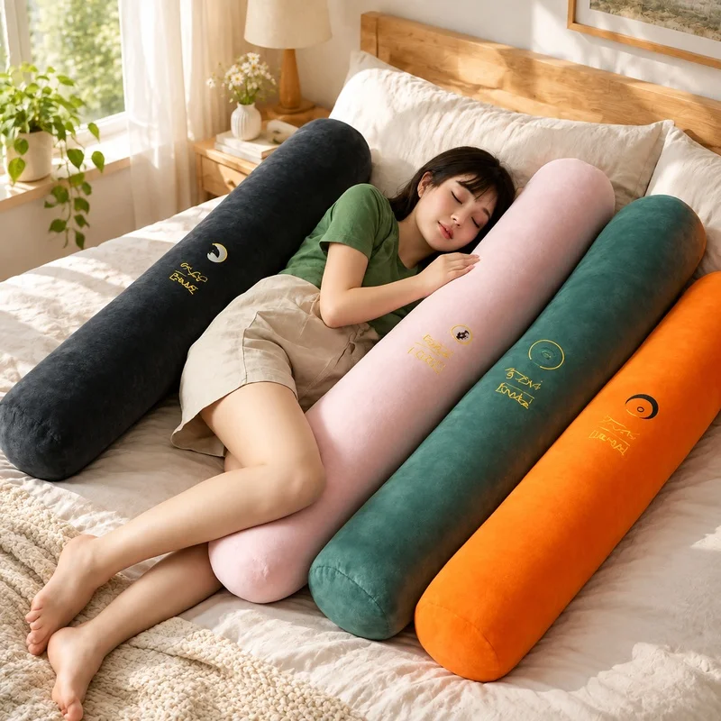 Ergonomic Long Cushion for Side Sleeping and Bed Reading, Pregnancy Support Bolster for Enhanced Comfort