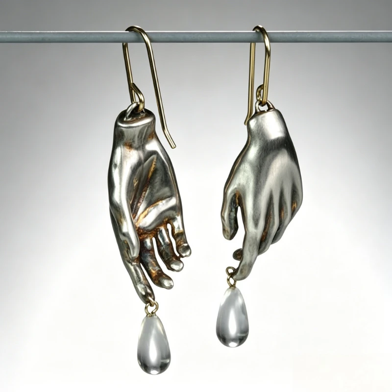 Fashion Novel Design Imitation Pearl Hand Shaped Dangle Earrings Women's Vintage Elegant Style Jewelry Accessories Daily Wearing