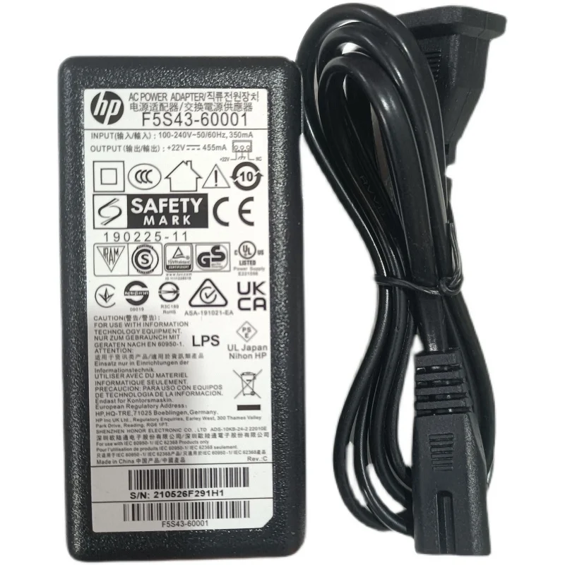 F5S43-60001 전원 공급 장치, HP 1110 1112, 1115, 3830, 3832, 3833, 2130, 2600, 3630, 3635, 3700, 3830 3755, 22V, 455mA