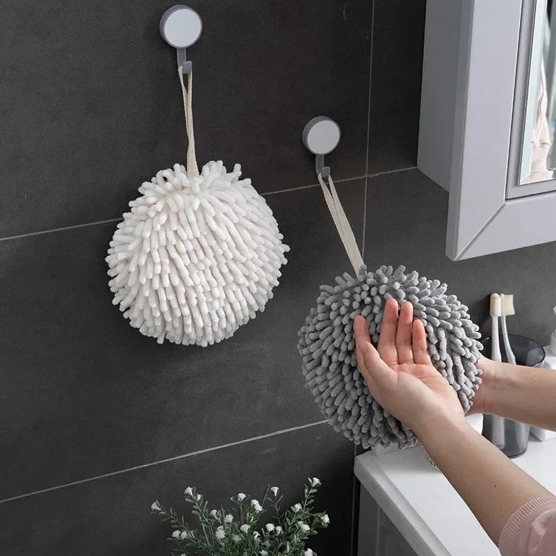 

Round Quick Dry Soft Absorbent Microfiber Towels Hand Towels Kitchen Bathroom Hand Towel Ball With Hanging Loops Cleaning Cloth