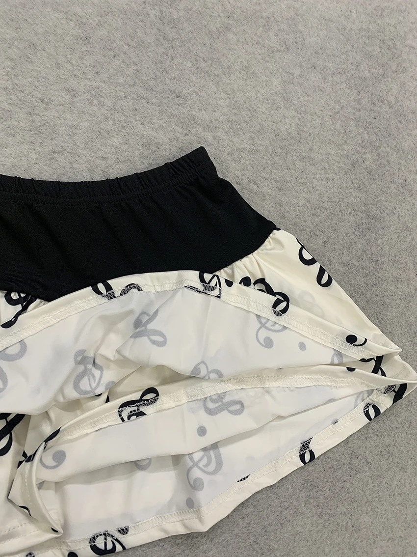 Musiknoten-Print Damen Bikini-Sets mit Rock, Neckholder, Schleifendekoration, Badeanzüge für Sommer, Strand und Urlaub, Zweiteilige Badebekleidung – Detail 9