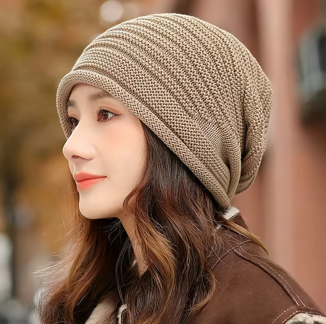 Doppellagige, gestrickte, warme Mütze für Damen und Herren – randlose Outdoor-Fahrradmütze, die warm hält und vor Kälte schützt. – Detail 6