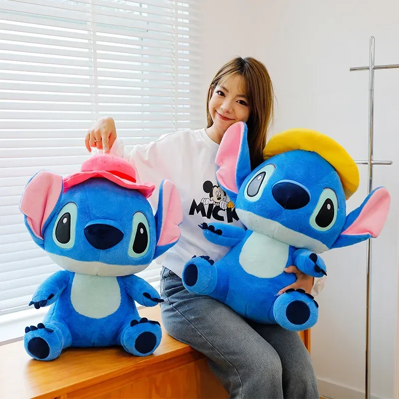 40/70cm Disney Lilo and Stitch peluche Anime Hat Sitting Plushie Stich Dolls Kawaii Cartoon farcito regalo per bambini natale