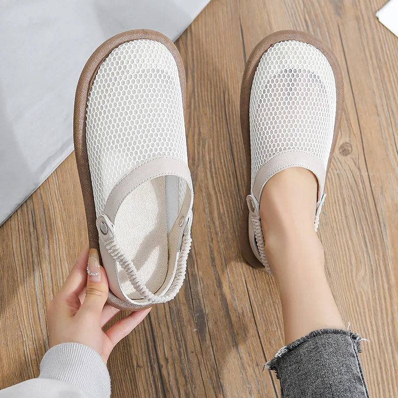 

Лидер продаж, летние новые сандалии на плоской подошве с круглым носком, художественная молния сзади, крутые ботинки с цветочным кружевом, дышащая сетчатая женская обувь