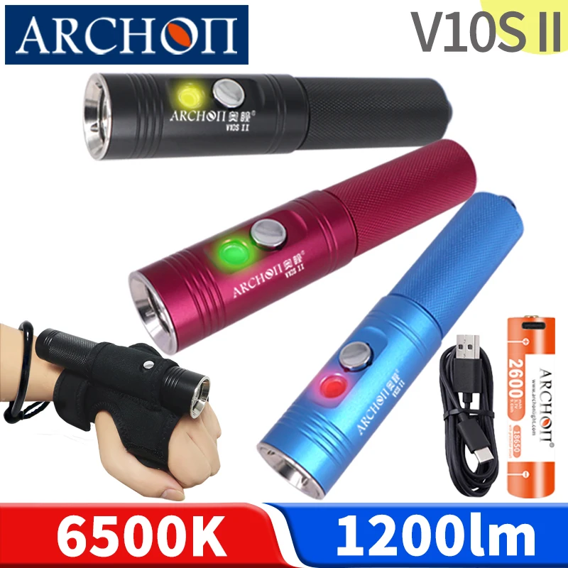 

ARCHON V10S II Scuba diving flashlight 1200lm dive light 6500K dive torch Underwater 100m diving lamp Underwater sports lighting