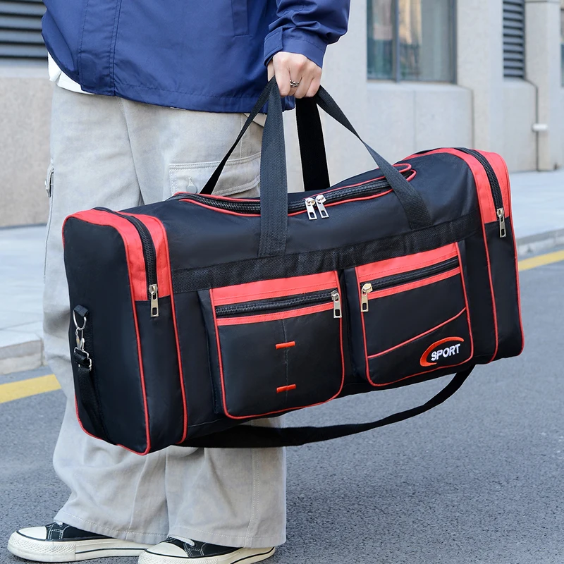 Sports travel handbag, featuring a secure zipper closure, is ideal for sports, fitness, and travel. With fashionable design and