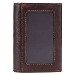 Oil Wax Leather Mini Wallet Men Hasp Card Holder Credit ID Card Case Zipper Coin Purse Unisex Casual Short Purse