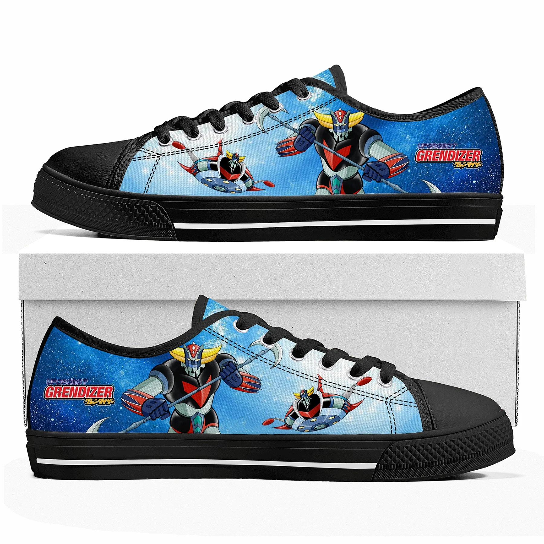 

Hot Cartoon UFO Robot Grendizer Anime Low Top Sneakers Mens Womens Teenager High Quality Canvas Sneaker Couple Shoes Custom Shoe