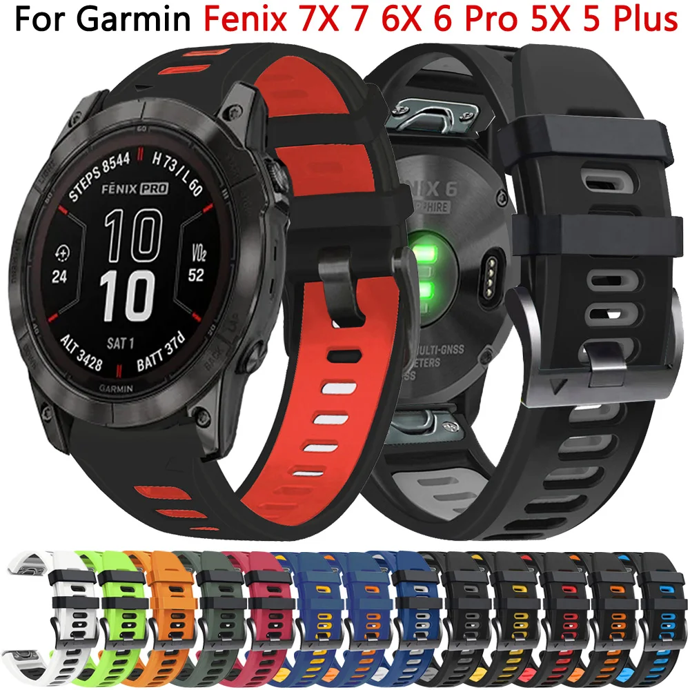 

For Garmin Fenix 7X 7 6X 6 Pro 5X 5 945 955 Strap 22mm 26mm Silicone Watch Band for Epix Pro Gen 2 47/51mm Bracelet Replacement