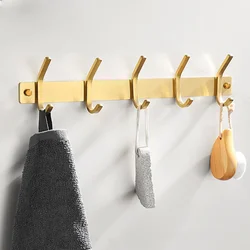 Bathroom Wall Mounted Hooks Matte Black Cloth Rack Stainless Steel Brushed Gold Towel Hanging Holder Kitchen Pot Hanger
