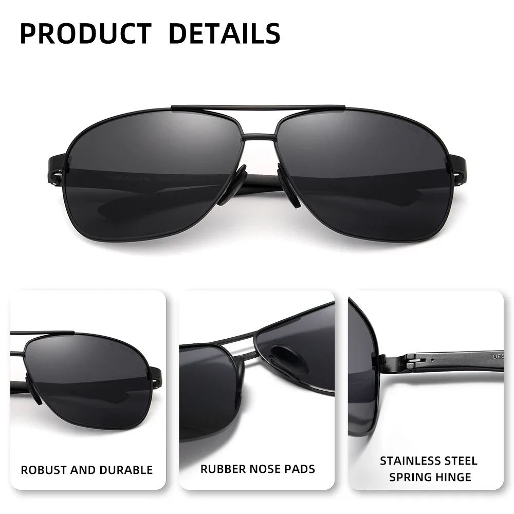 KINGSEVEN سبيكة الذكور النظارات الشمسية المضادة للوهج إطار كبير نظارات الرجال النساء UV400 الاستقطاب نظارات واقية القيادة نظارات