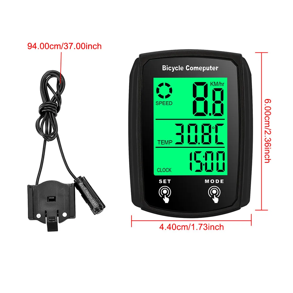 Wired Speedometer For Bicycle Bike LCD Computer Speed Odometer Backlit For Day Night Cycling English Waterproof Bike Accessories