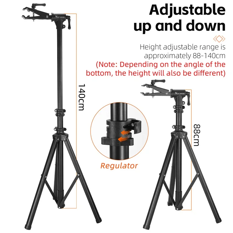 WEST BIKING-Soporte plegable para Reparación de bicicletas, estante de lavado ajustable, herramientas de reparación de trípode de mantenimiento de aleación de aluminio para bicicleta de montaña y carretera