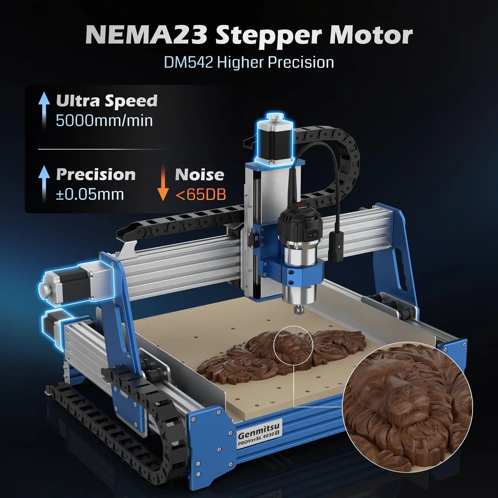 Genmitsu PROVerXL 4030S CNC Router Machine 710W Spindle 3-Axis Desktop Metal Wood Milling Machine Linear Rail Wireless APP Contr - view 4