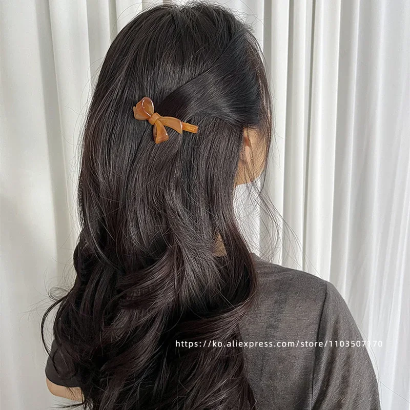 Three-dimensional small bow ~ South Korea France leopard-print duck beak clip, French top clip fringe clip side small hairpin