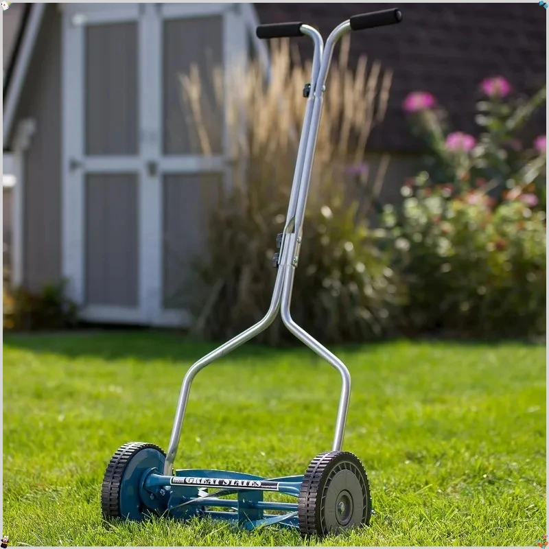 Cortador de grama manual de 14 polegadas, cortador de grama manual para jardas pequenas, ecológico e silencioso