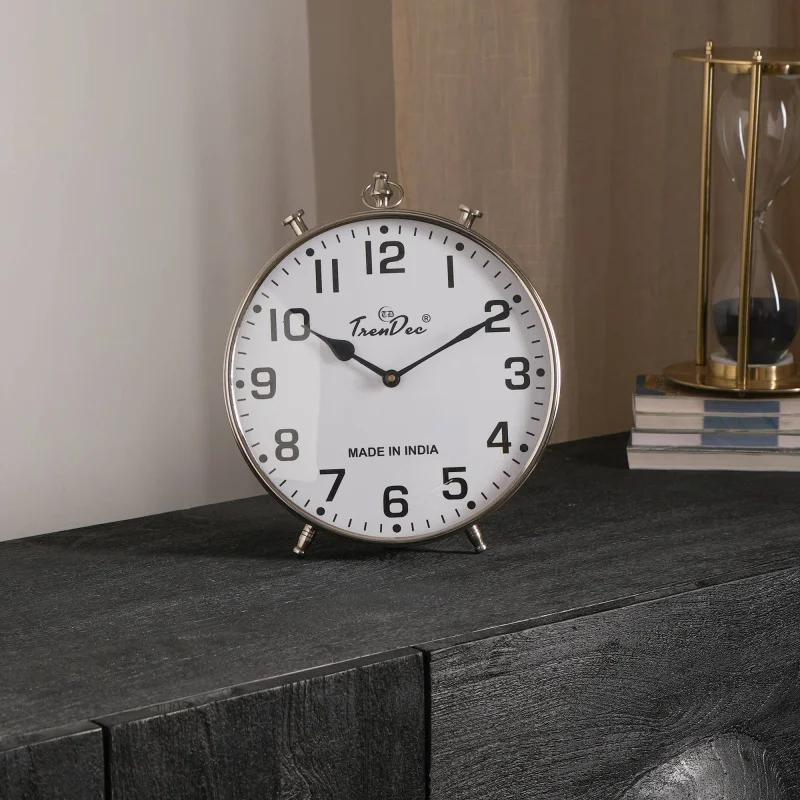 

Decorative & Classic Aluminium Silver Table Clock-Desk clock