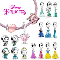 Disney Pink Flying Pig Pendant Beads-Princess Dress Little Mermaid-Fit Original Pandora Bracelet-Women Jewelry DIY