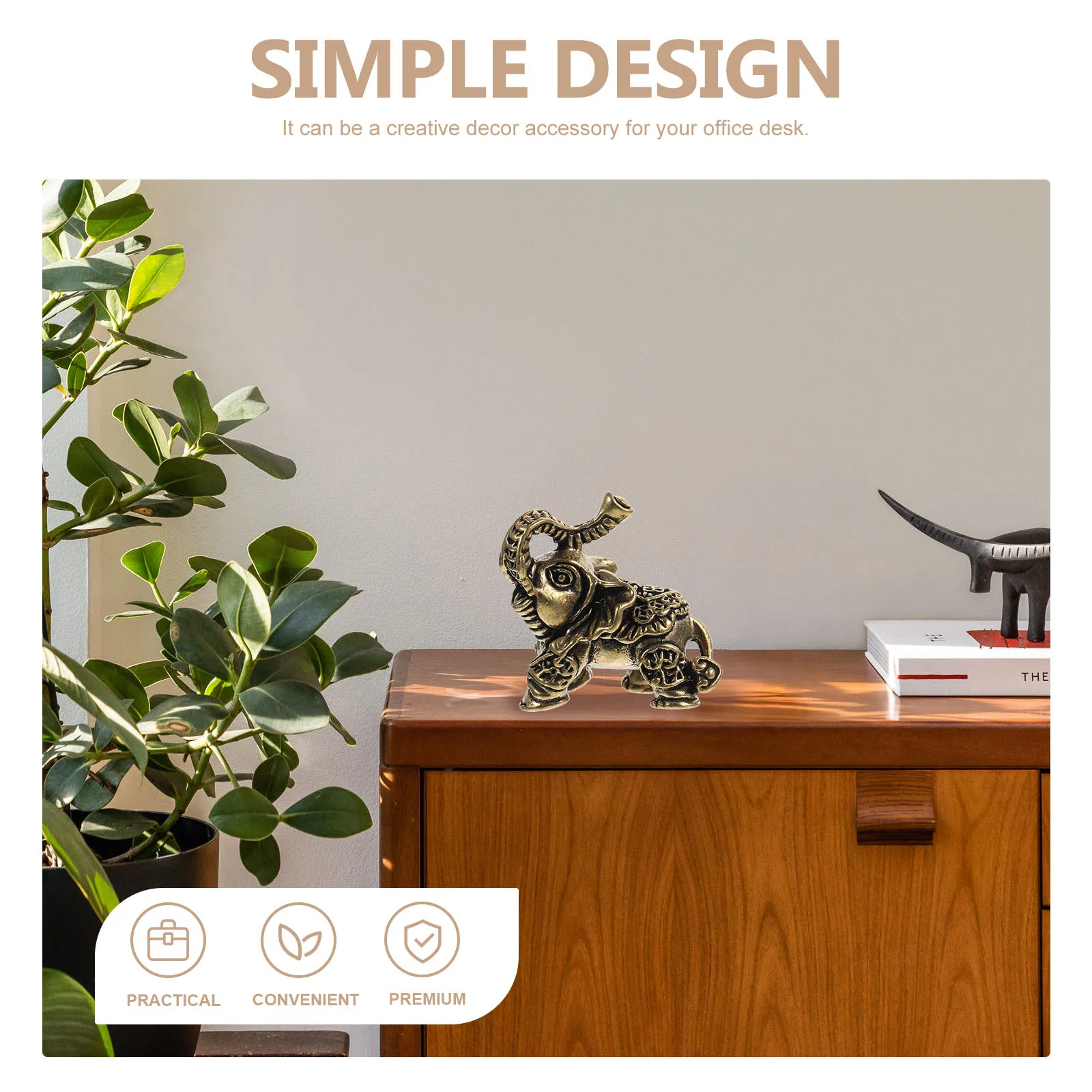 

Brass Elephant Statue Retro Desktop Decor Miniature Animal Sculpture Indoor Office Ornament Brass Elephant Statue