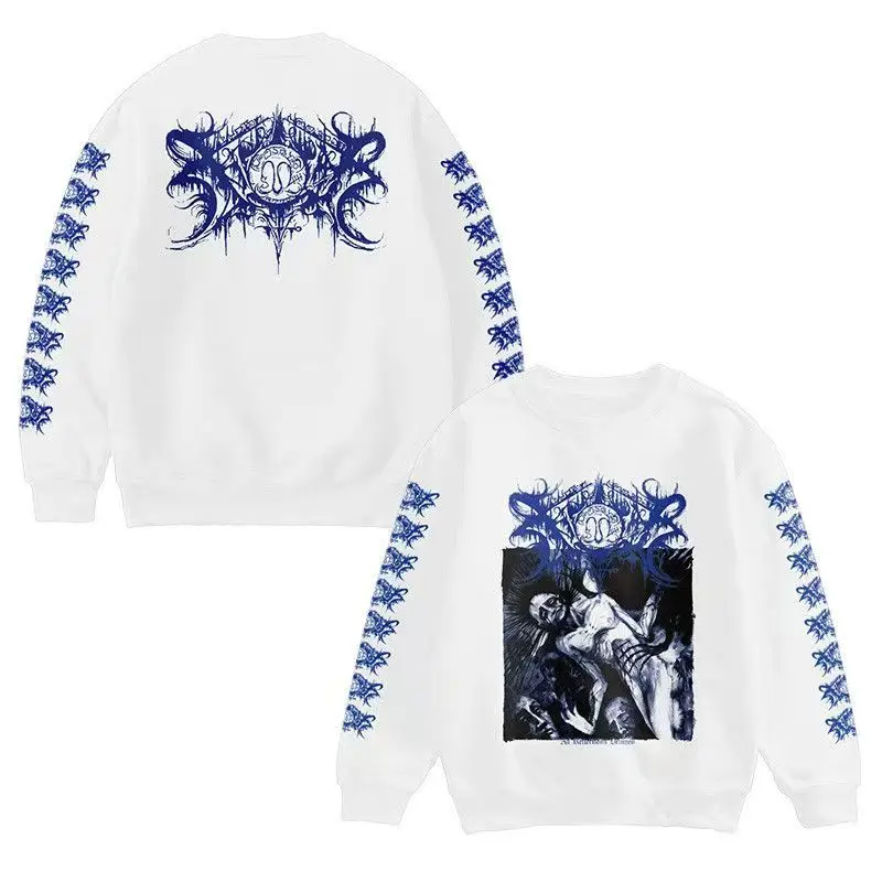 

High Street Harajuku Gothic Y2K Топ с круглым вырезом Мужская модная уличная одежда с длинными рукавами в стиле хип-хоп Ретро Повседневная женская футболка большого размера