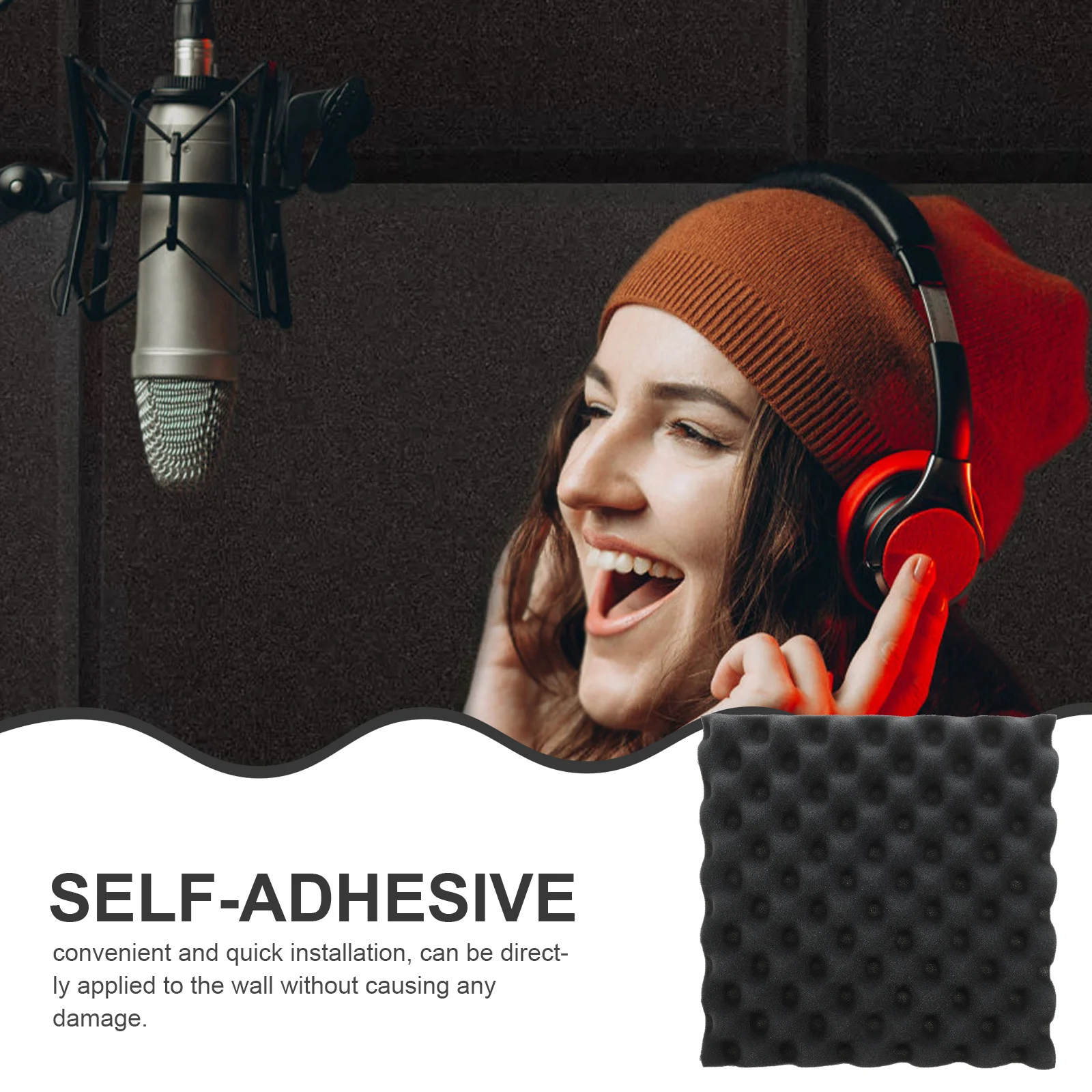 Paneles de espuma de aislamiento acústico autoadhesivos para pared, techo, suelo, insonorización, reducción de ruido, 12 Uds.