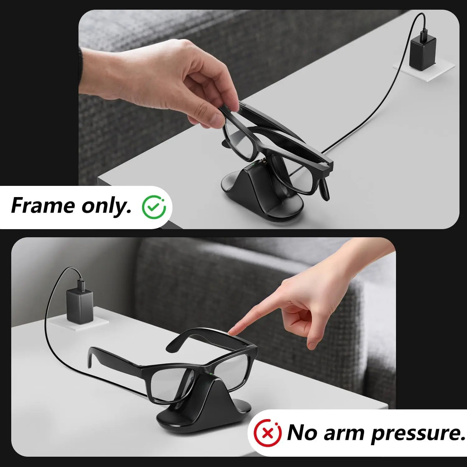 لقاعدة شحن النظارات الذكية Meta Wayfarer مع مؤشر LED متعدد الحماية محطة شاحن السفر المحمولة محول من النوع C