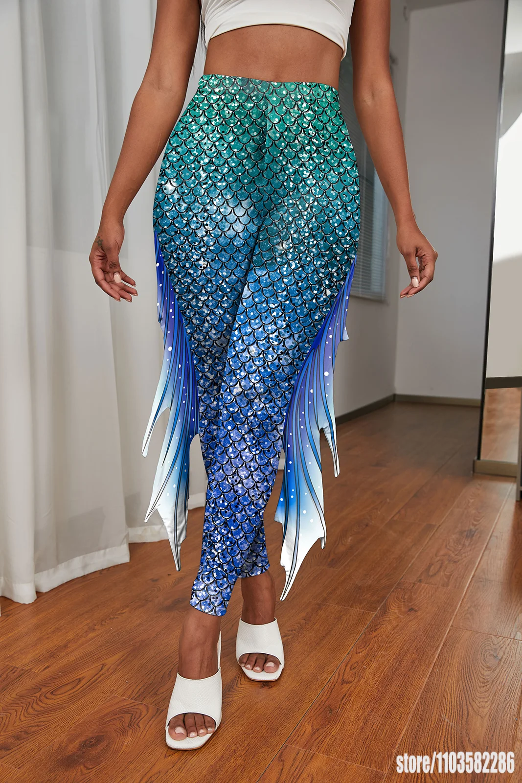 

Карнавальные зеленые леггинсы с русалкой, карнавальный костюм принцессы с 3D принтом, узкие брюки, праздничные брюки для вечеринок, женская одежда Пурима